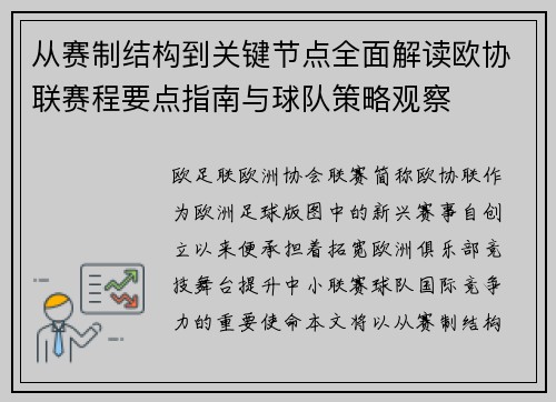 从赛制结构到关键节点全面解读欧协联赛程要点指南与球队策略观察